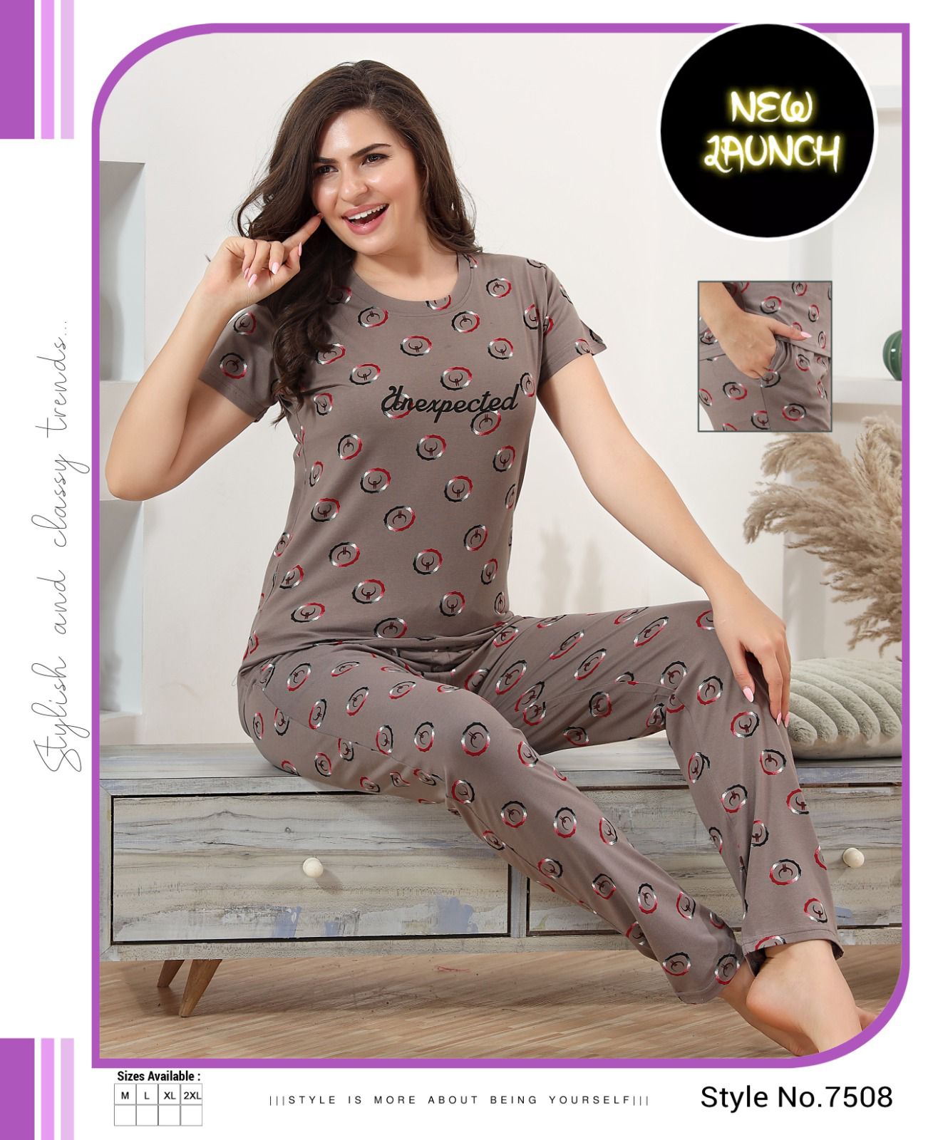 Summer Special Vol B 479 Printed Hosiery Cotton Night Suit
